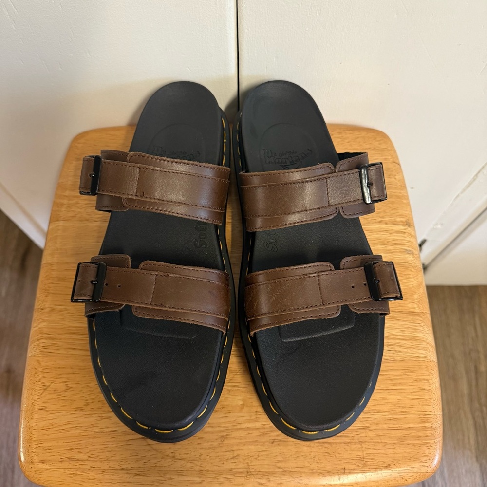 Dr. Martens Black and Brown Buckle Sandals
